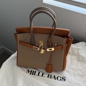 Tan and Brown Leather Handbag